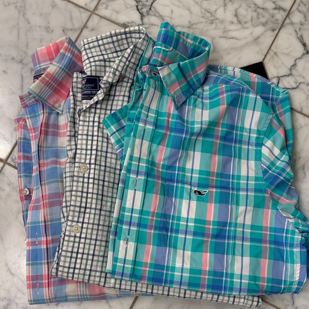 Lot of three Vineyard vines men’s medium long sleeve shirts spring summer
